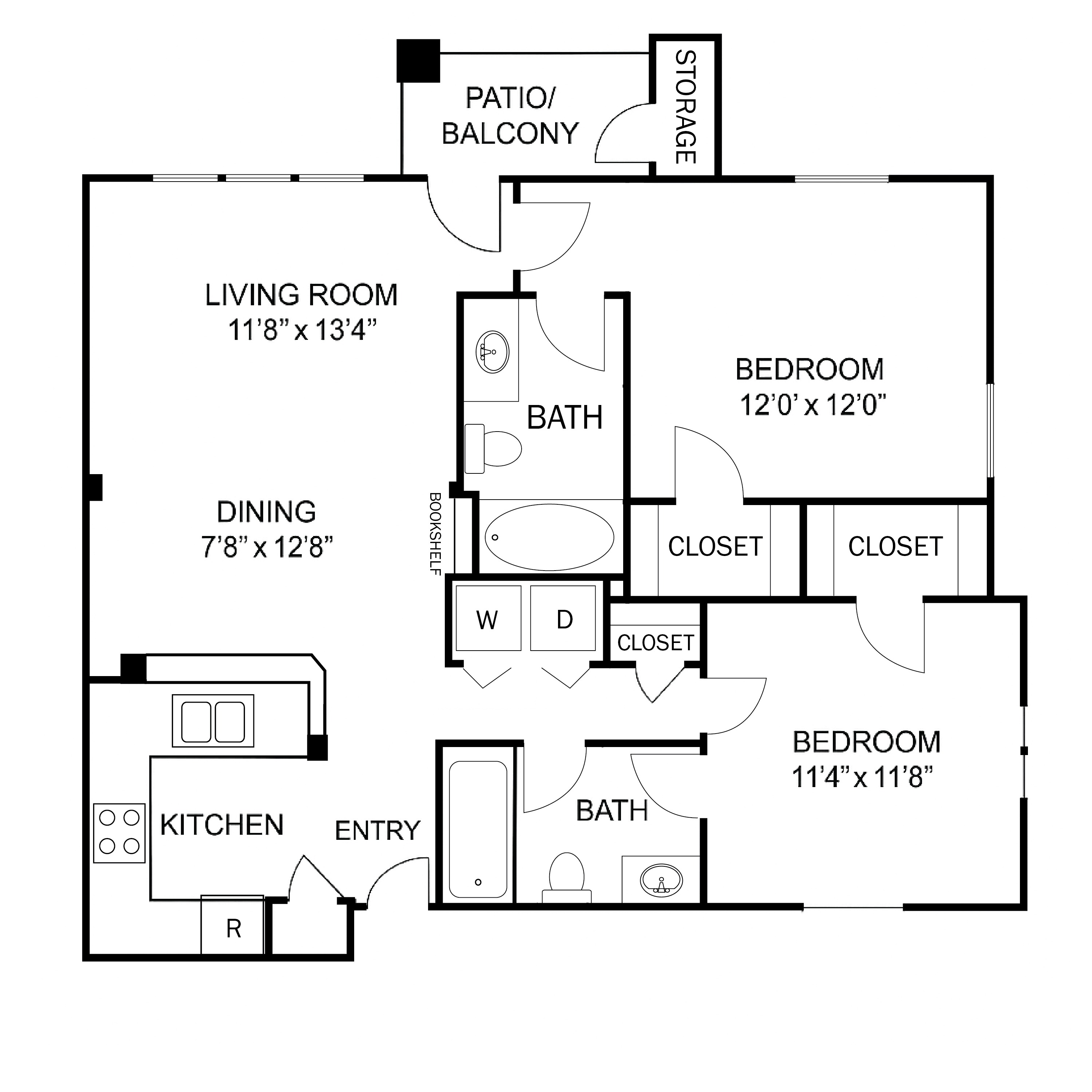 Floor plan layout diagram for 2C